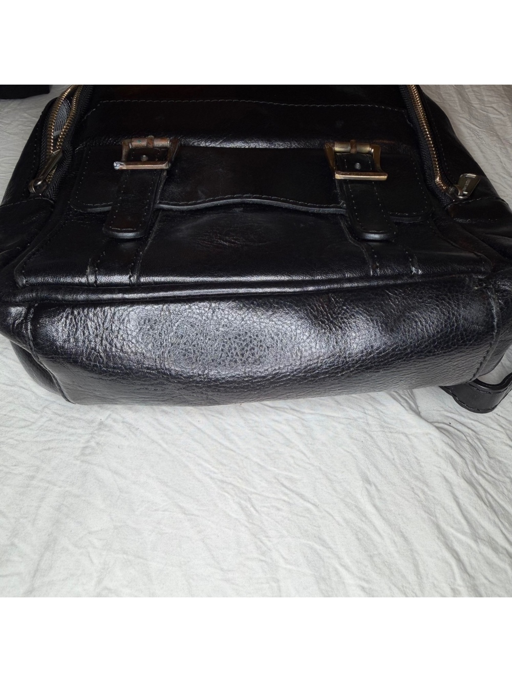 Vera 100% Pelle Made In Italy Black Pebbled Leather Mini Backpack Plaid Lining - Picture 6 of 9